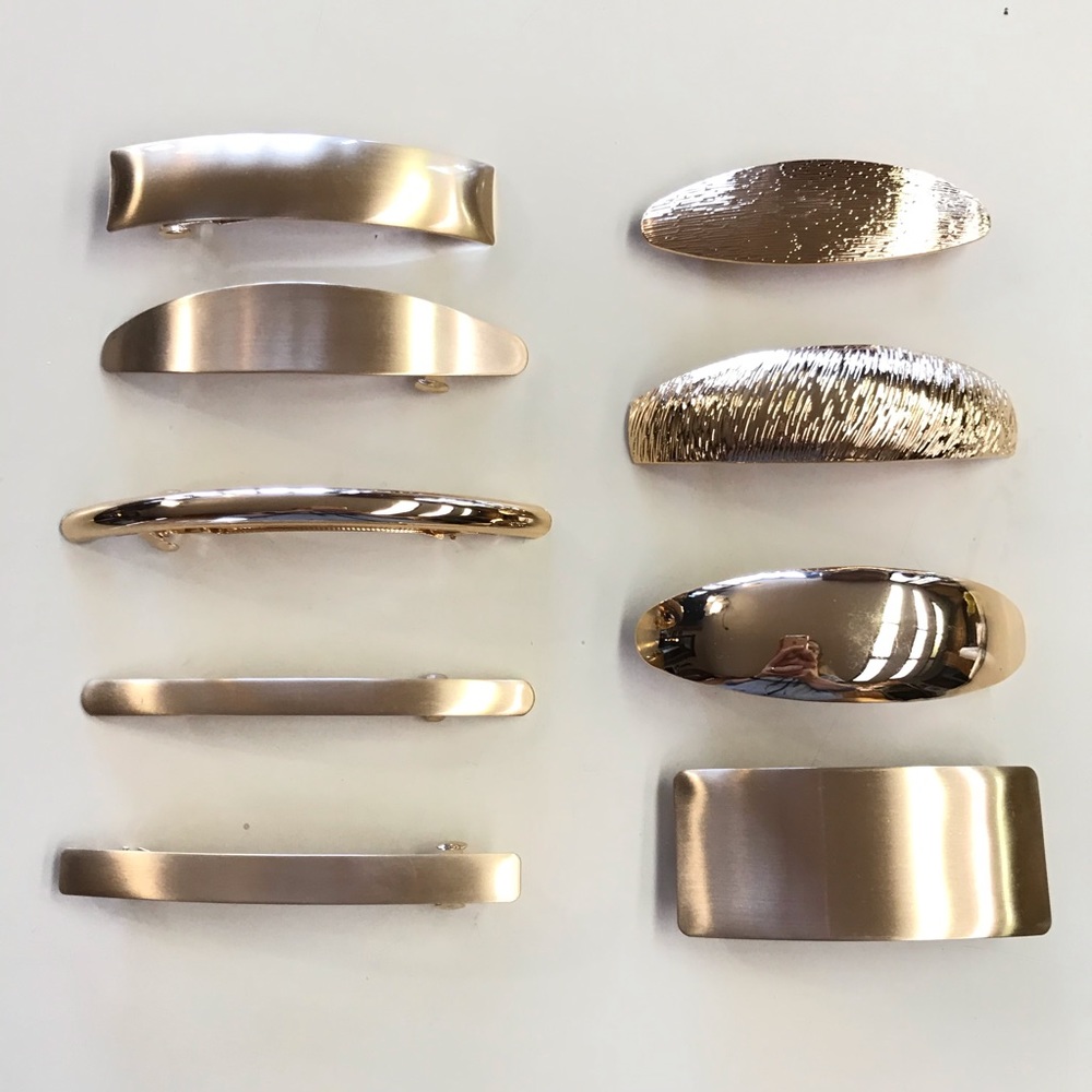 Gold hair clips various finishes